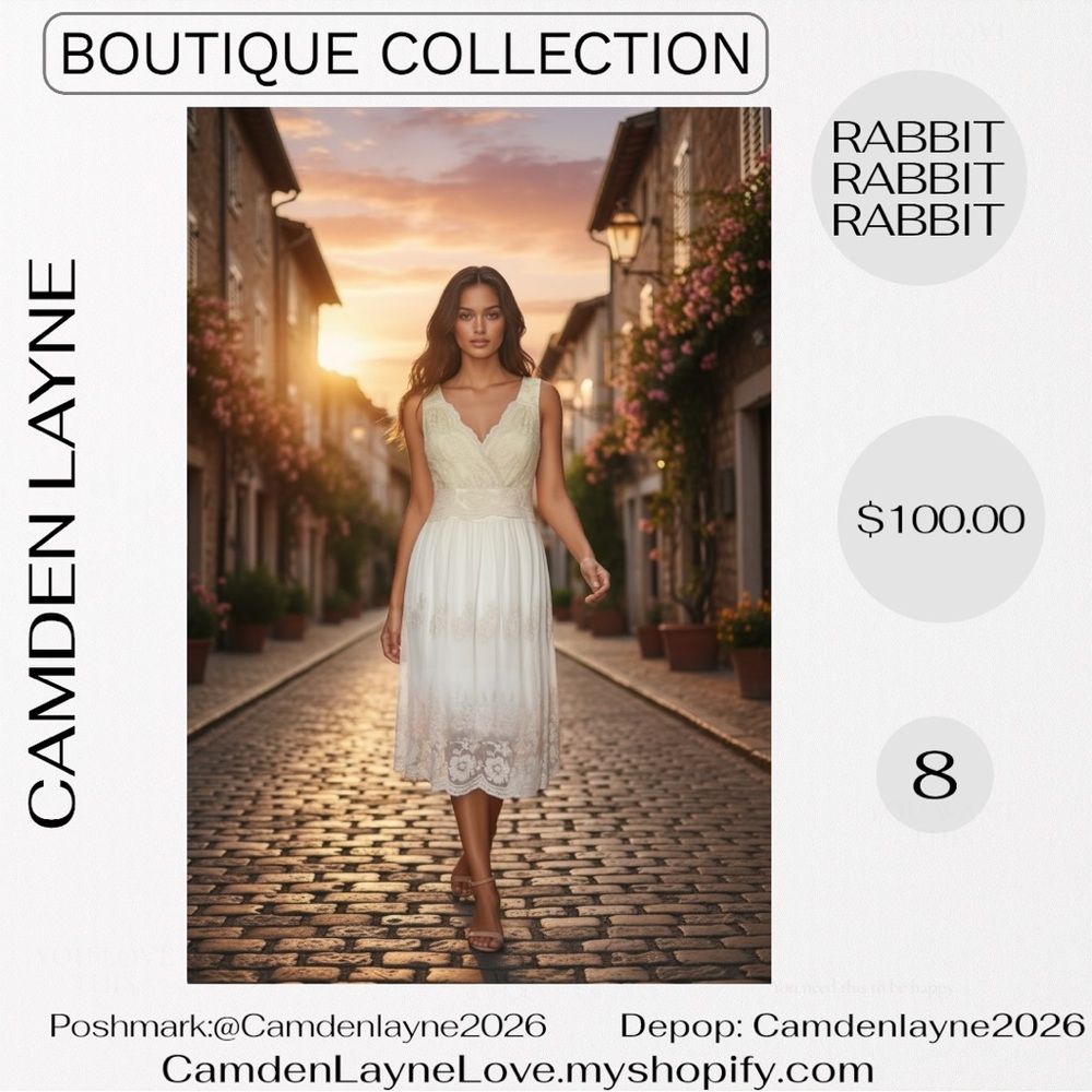 Rabbit Rabbit Rabbit Cream Lace MIDI Dress - Picture 13 of 14